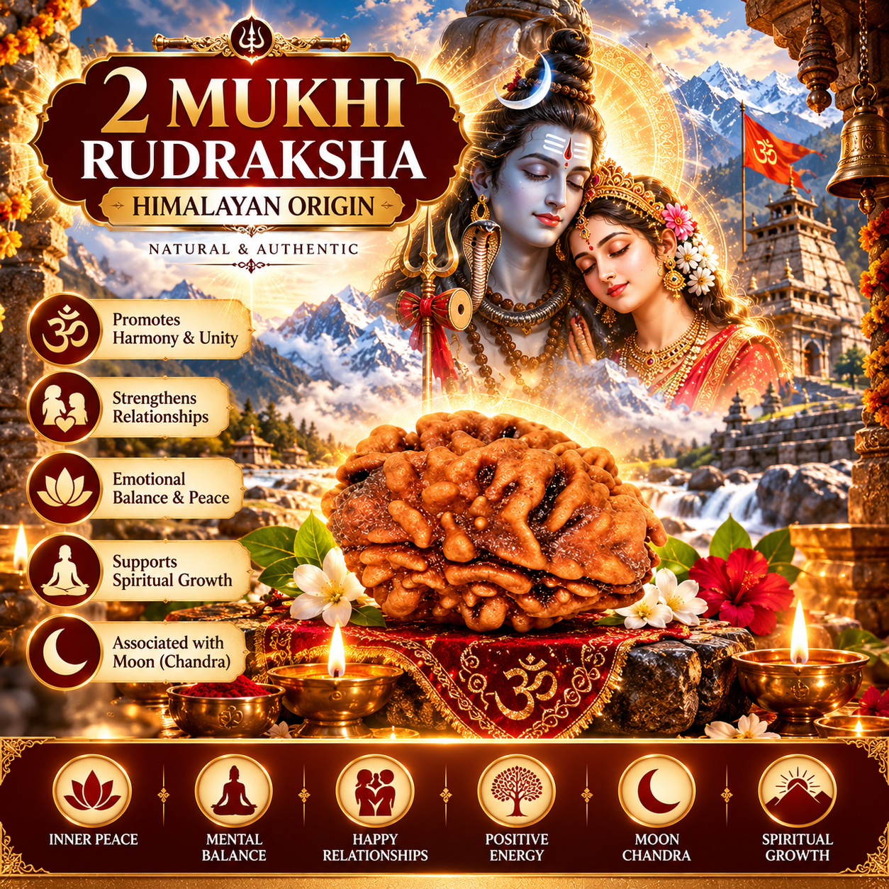 Holy Rudraksha 2 Mukhi Rudraksha – Himalaya Origin | Natural & Certified