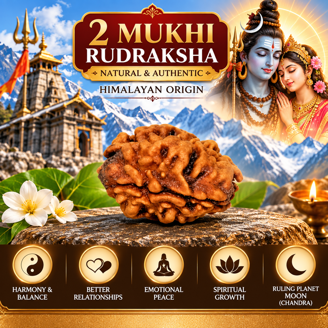 Holy Rudraksha 2 Mukhi Rudraksha – Himalaya Origin | Natural & Certified