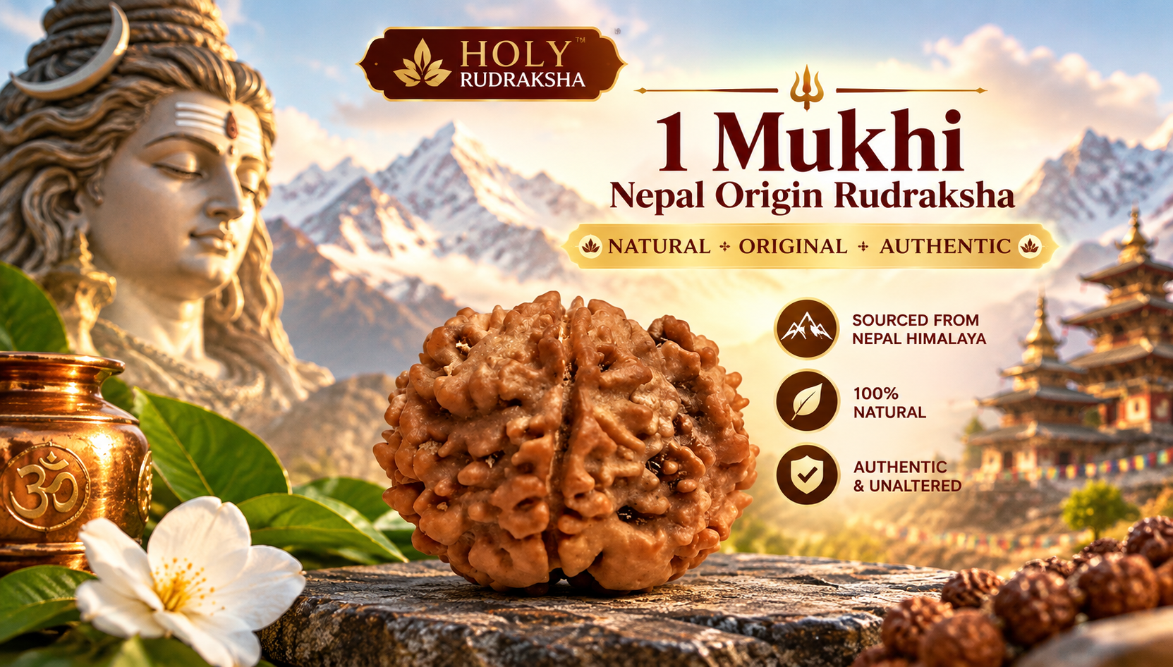 Holy Rudraksha 1 Mukhi Rudraksha, Natural and Original – Nepal Origin | Natural & Certified