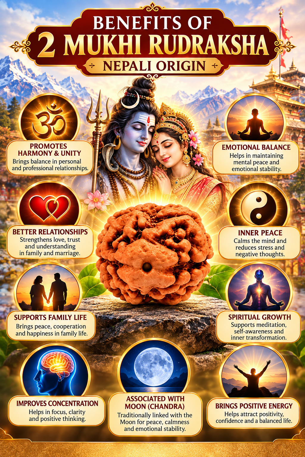 Holy Rudraksha 2 Mukhi Rudraksha – Nepal Origin | Natural & Certified