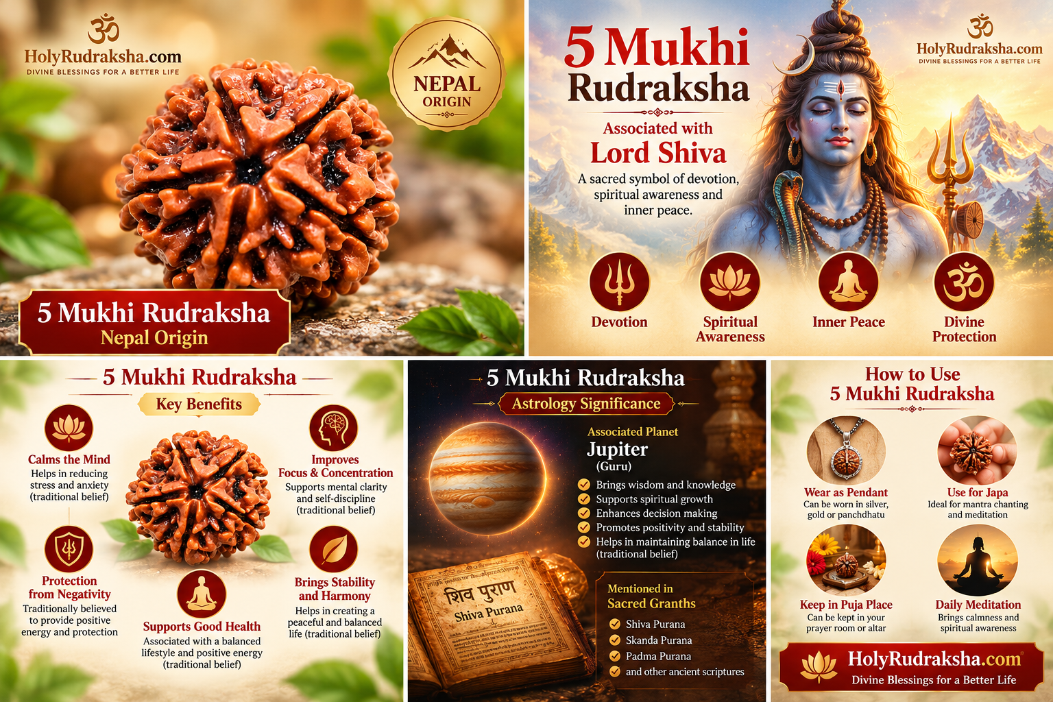 Holy Rudraksha 5 Mukhi Rudraksha – Nepal Origin | Natural & Certified view 3